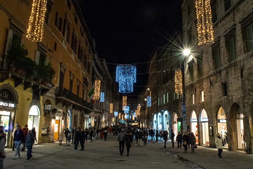 Corso Pietro Vannucci at Night Perugia, Sightseeing in Perugia Umbria